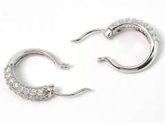 Glittering CZ Hoop Earrings in Sterling Silver