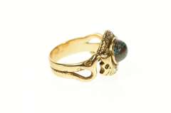 14K Yellow Gold Victorian Boulder Opal Diamond Snake Serpent Ring