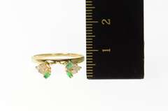 14K Yellow Gold Emerald Diamond Wrap Design Wedding Band Ring