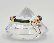 Vintage Gold Plated Jade Bracelet With Chinese Symbol Links