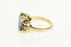10K Yellow Gold Blue Topaz Solitaire 1940's Statement Ring