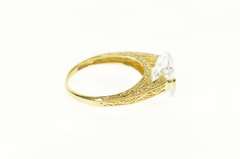 14K Yellow Gold Cushion Solitaire Ornate Travel Engagement Ring