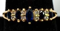Classy Sapphire & Diamond Ring in 14KT Yellow Gold