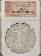 2012 (S) Struck in SF, MS70 Silver Eagle, NGC