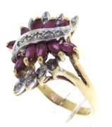 Gorgeous Ruby and Diamond Waterfall Yellow Gold Ring