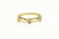 14K Yellow Gold Diamond Scalloped Heart Wedding Promise Ring