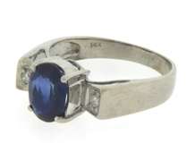Excellent Blue Sapphire and Diamond Ring in White Gold