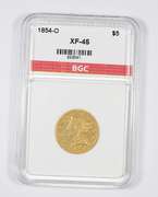 XF45 1854-O $5.00 Liberty Head Gold Half Eagle - Graded BGC