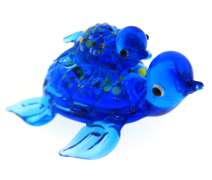 Art Glass Turtle with Baby Handblown Animal Figurine