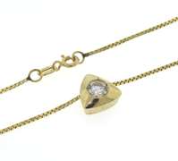 Modern Yellow Gold Triangle CZ Slide Pendant on Chain