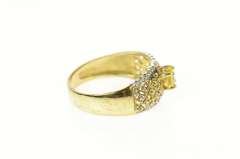 10K Yellow Gold Round Citrine Diamond Lattice Statement Ring