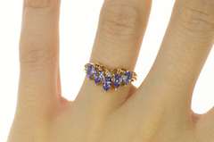 14K Yellow Gold Marquise Tanzanite Diamond Chevron Wedding Ring
