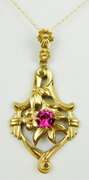 Vintage 10K Gold Lavaliere Pendant & Chain