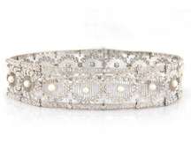 Antique Tiffany & Co Belle Epoque Circa 1900's Pearl and Diamond Necklace, Platinum