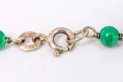 Green Agate Bead Bracelet in Sterling Silver