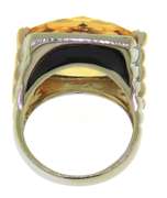 Majestic White Gold Cushion Cut Citrine and Diamond Ring