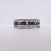 14kt Gold, Blue Sapphire, & Diamond Cocktail Ring