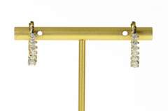 14K Yellow Gold Oval Diamond Classic Lever Back Hoop Earrings