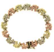 Fabulous Tri Gold Elephant Link Bracelet