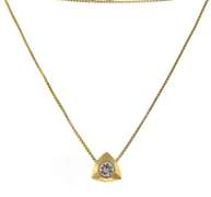 Modern Yellow Gold Triangle CZ Slide Pendant on Chain