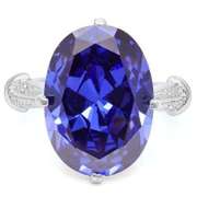 STERLING SILVER OV 13*18 MM LAB TANZANITE WOMEN RING
