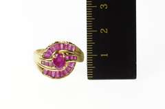 10K Yellow Gold Natural Ruby Encrusted Swirl Statement Ring
