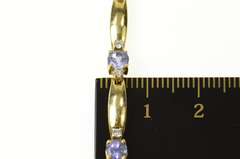 14K Yellow Gold Oval Tanzanite Diamond Oval Bar Link Bracelet