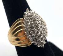 10 KT Yellow Gold Diamond Cluster Ring