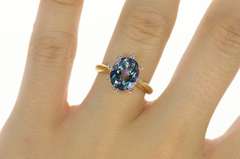 14K Yellow Gold Blue Mystic Topaz Diamond Halo Cocktail Ring