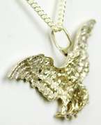 Detailed Carved Sterling Eagle Pendant & Chain