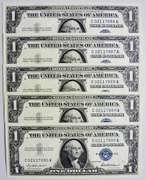 (5) Gem Crisp 1957 $1 Silver Certificates-Consecutive!
