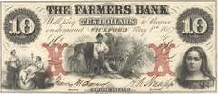 Gem Crisp 1857 $10 Farmers Bank Of Wickford Rhode Island-Very Tough Note!