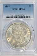 Creamy virtual Gem BU 1888 Morgan Silver Dollar. PCGS MS64