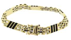 Fantastic Yellow Gold w Black Onyx Link Bracelet