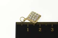 10K Yellow Gold Square Diamond Cluster Classic Statement Pendant