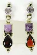 Sterling Silver Amethyst & Garnet Earrings