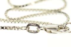 14K White Gold 1.0mm Squared Classic Box Chain Link Necklace
