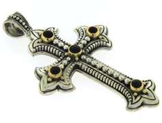 Konstantino Classic Cross Pendant with Gold Accent and Black Onyx