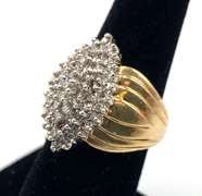 10 KT Yellow Gold Diamond Cluster Ring