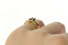 14K Yellow Gold Oval Sapphire Diamond Accent Classic Ring