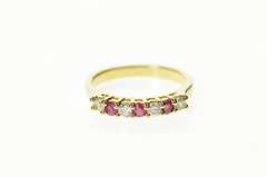 Gold Plated Classic Syn. Ruby CZ Wedding Band Ring