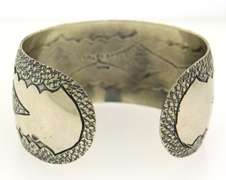 Vintage Sterling Silver Signed Wide Cuff Bangle