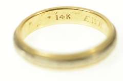 14K Yellow Gold Art Deco Etched 3.8mm Wedding Band Ring