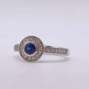 14kt Gold, Blue Sapphire, & Diamond Cocktail Ring