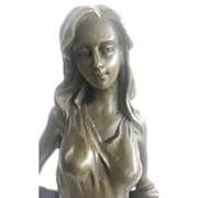 Farmer Girl with Flower Basket Bronze Sculpture