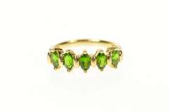 14K Yellow Gold Five Stone Green Tourmaline Statement Band Ring