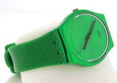 Swatch Green Glitter Silicone Strap Watch