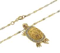 Fantastic Turtle Pendant with Diamonds on Chain