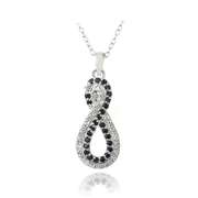 Sterling Silver Black Spinel & White Topaz Infinity Necklace