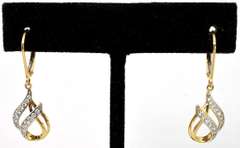 Sparkling CZ Dangle Earrings in 14KT Yellow Gold